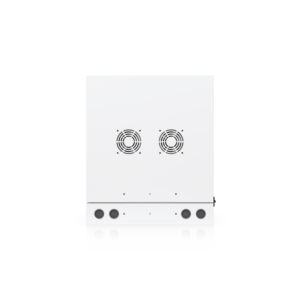 Ubiquiti UACC-Rack-12U-Wall-SW-P UniFi Swing 12U Rack Cabinet top view showing dual fan mounting positions and cable entry ports
