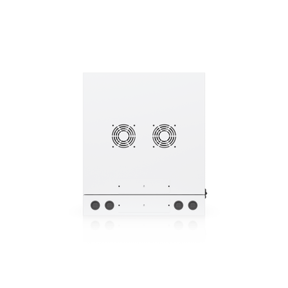 Ubiquiti UACC-Rack-12U-Wall-SW-P UniFi Swing 12U Rack Cabinet top view showing dual fan mounting positions and cable entry ports