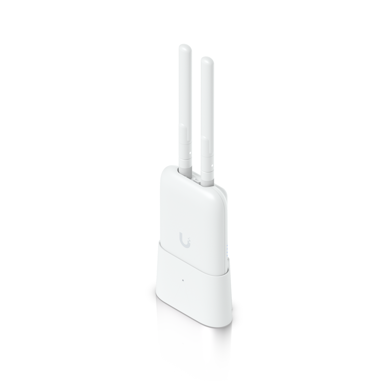 Ubiquiti UniFi Swiss Army Knife Ultra installed in the table stand with dual external antennas