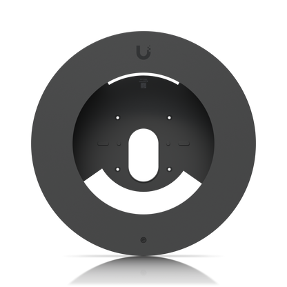 Front view of the Ubiquiti UACC-G6-Dome-FM-B black flush mount with its circular trim and recessed mounting plate.