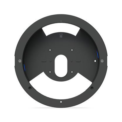 Front view of the Ubiquiti UACC-G6-Dome-FM-B housing with the trim removed, showing the cable opening and locking tabs.