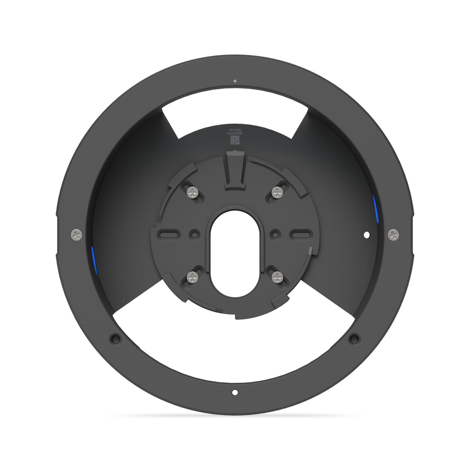 Ubiquiti UACC-G6-Dome-FM-B housing with the circular G6 Dome camera mounting plate secured by four screws.
