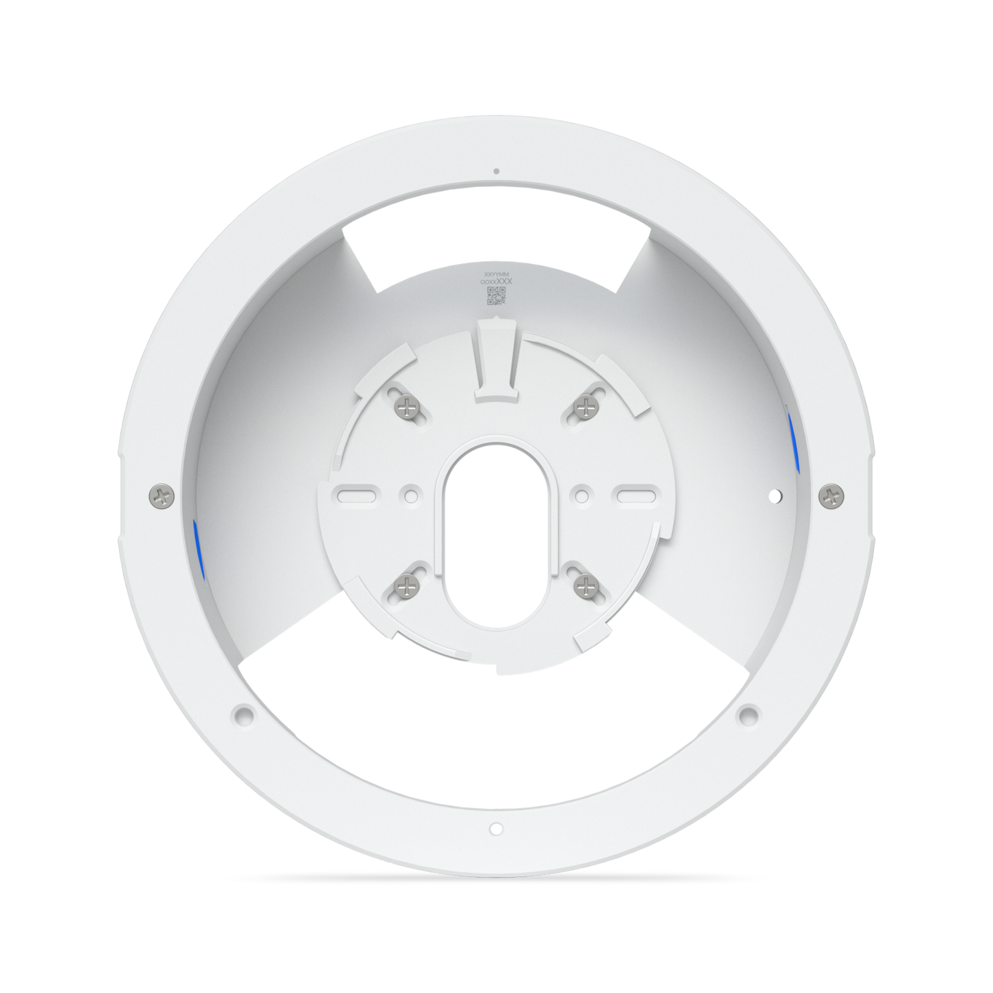 Ubiquiti UACC-G6-Dome-FM-W white flush mount with UniFi G6 Dome camera mounting plate installed