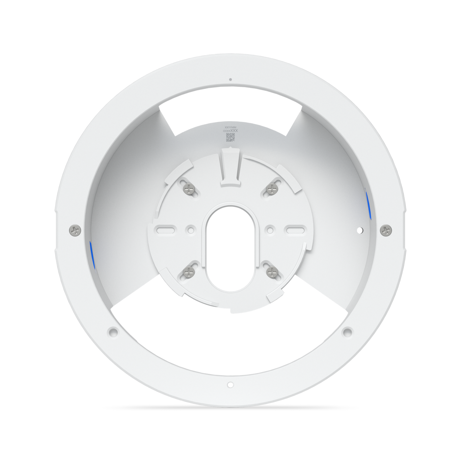Ubiquiti UACC-G6-Dome-FM-W white flush mount with UniFi G6 Dome camera mounting plate installed