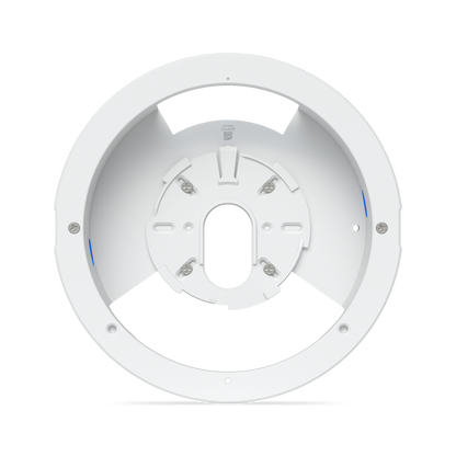Ubiquiti UACC-G6-Dome-FM-W white flush mount with UniFi G6 Dome camera mounting plate installed