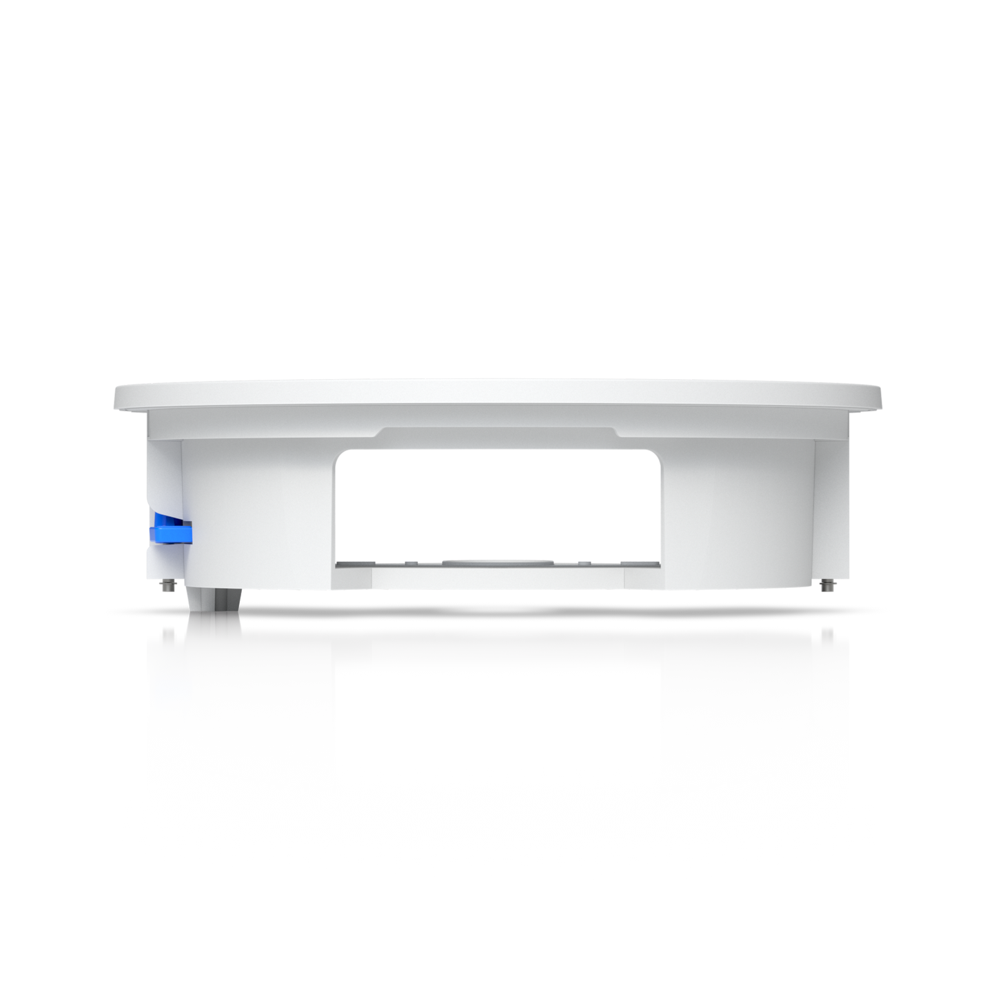 Side profile of the Ubiquiti UACC-G6-Dome-FM-W recessed ceiling housing with blue locking clip