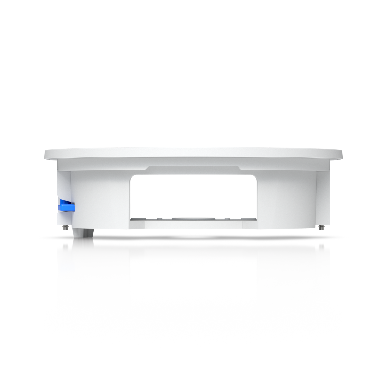 Side profile of the Ubiquiti UACC-G6-Dome-FM-W recessed ceiling housing with blue locking clip
