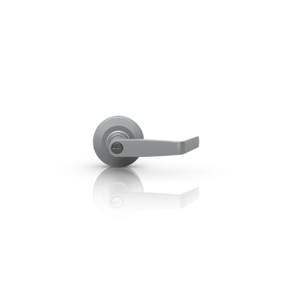 Ubiquiti UACC-PanicBar UniFi Panic Bar keyed lever handle in a straight front view, showing the round trim plate and integrated key cylinder.