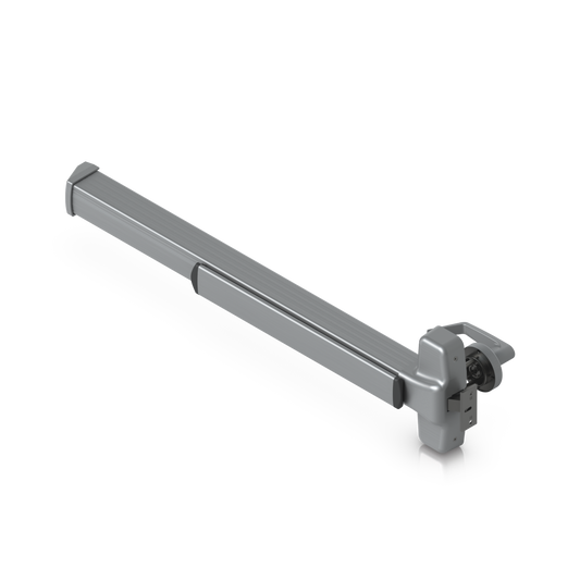 Ubiquiti UACC-PanicBar UniFi Panic Bar in an opposite angled view, showing the long push section, enclosed latch housing and keyed lever handle.
