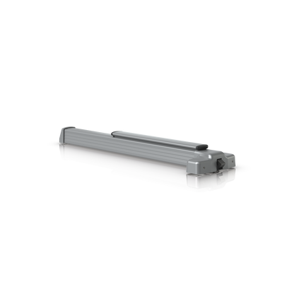 Ubiquiti UACC-PanicBar UniFi Panic Bar in a low three-quarter view with the latch housing on the right and raised push section above the rail.