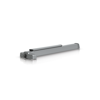 Ubiquiti UACC-PanicBar UniFi Panic Bar in a low opposite-angle view with the latch housing on the left and full-length push rail visible.