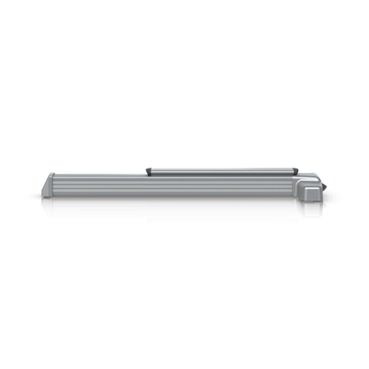 Ubiquiti UACC-PanicBar UniFi Panic Bar side profile showing the ribbed rail, raised push section, end cap and right-side latch housing.