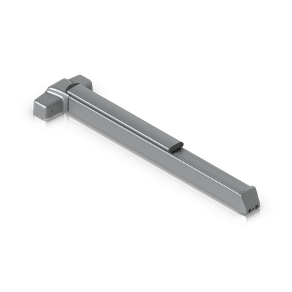 Ubiquiti UACC-PanicBar UniFi Panic Bar from an elevated angle, showing the covered latch housing, long push section and capped rail end.