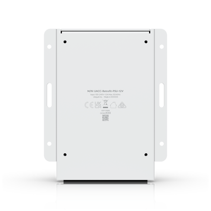 Ubiquiti UACC-Retrofit-PSU-12V rear view showing identification label and wall-mounting holes