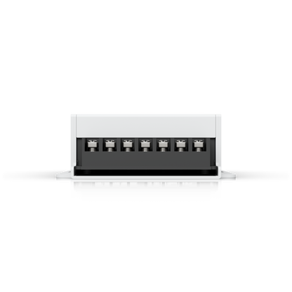 UniFi Retrofit PSU 12V bottom view highlighting the seven-position screw terminal block