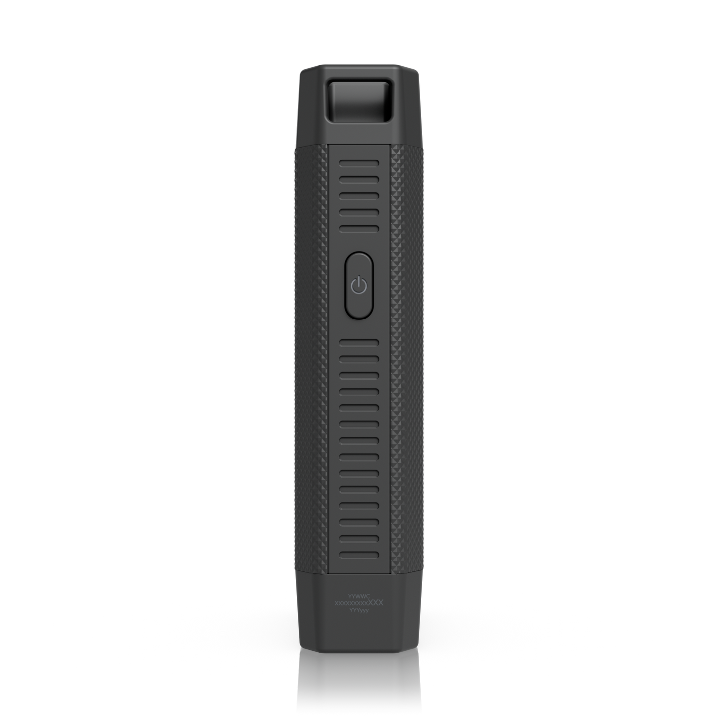 Side view of the UniFi SFP Wizard with recessed grip, power button and ventilation slots