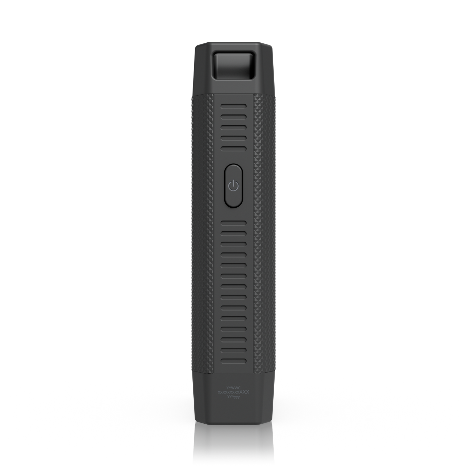 Side view of the UniFi SFP Wizard with recessed grip, power button and ventilation slots