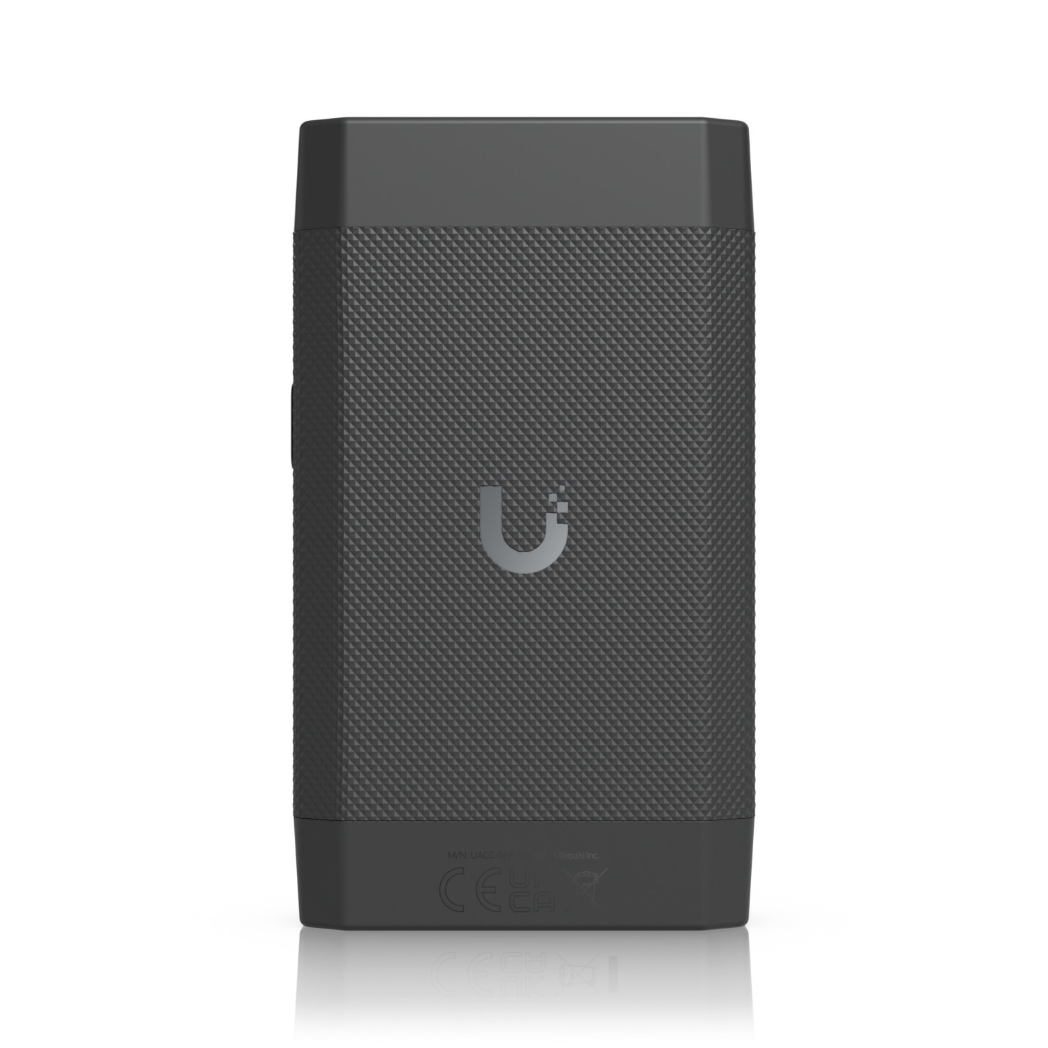 Rear view of the UACC-SFP-Wizard UniFi SFP Wizard with textured housing and centred Ubiquiti logo