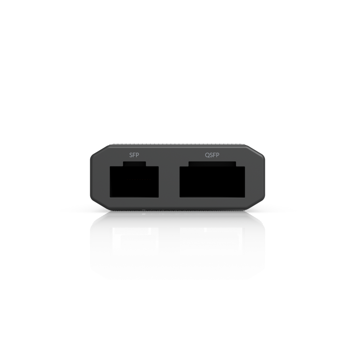 Ubiquiti UniFi SFP Wizard end view showing dedicated labelled SFP and QSFP transceiver ports