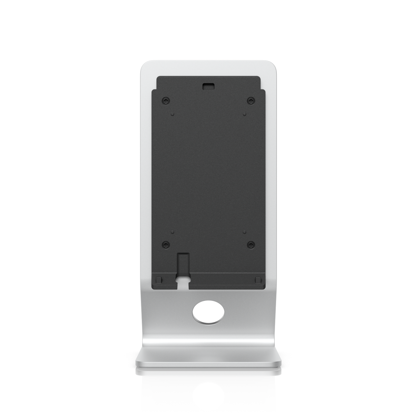 Front view of the Ubiquiti UniFi U7 Pro XG Wall Table Stand with device mounting plate and cable routing hole