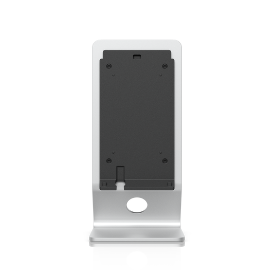Front view of the Ubiquiti UniFi U7 Pro XG Wall Table Stand with device mounting plate and cable routing hole