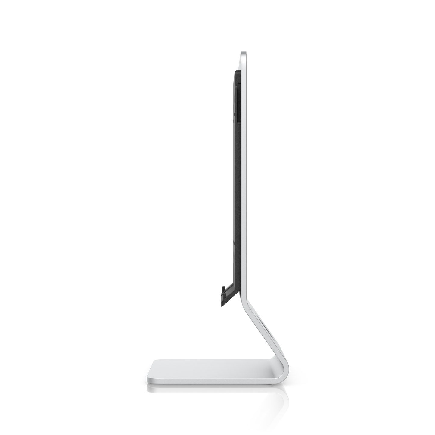 Side profile of the UniFi U7 Pro XG Wall Table Stand showing the slim upright frame, mounting plate and stable base