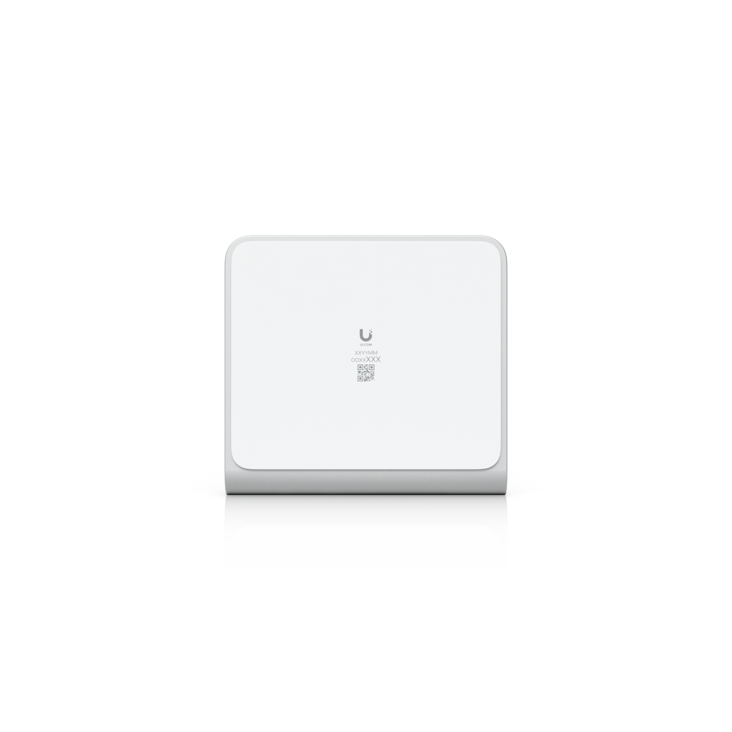 Underside of the Ubiquiti UACC-U7-Pro-XG-Wall-TS table stand base showing the product label and rounded corners