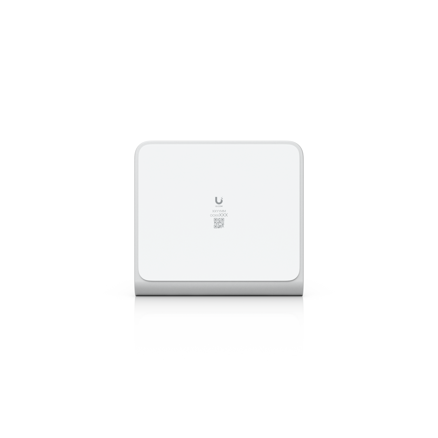 Underside of the Ubiquiti UACC-U7-Pro-XG-Wall-TS table stand base showing the product label and rounded corners