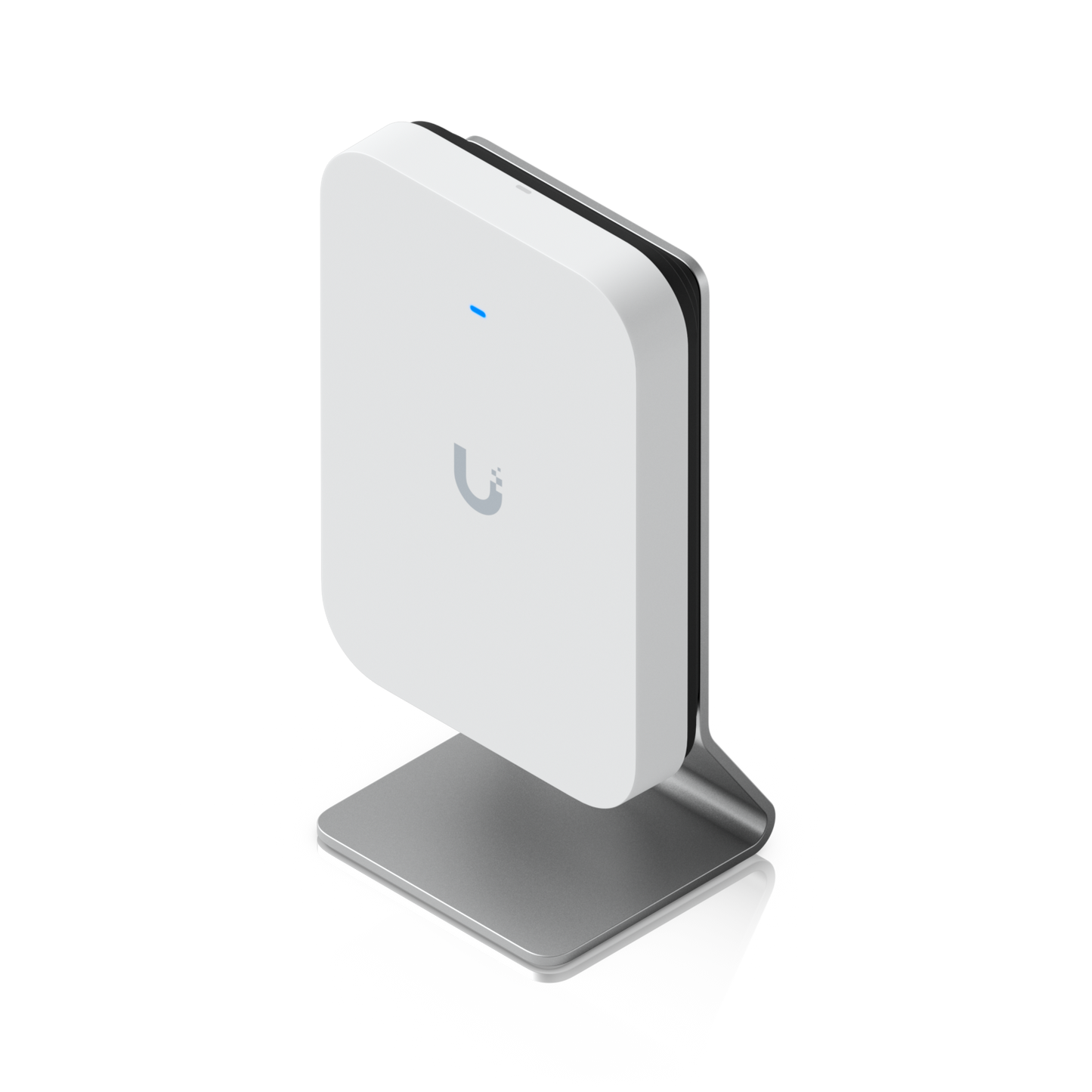 Ubiquiti UniFi U7 Pro XG Wall access point installed on the UACC-U7-Pro-XG-Wall-TS table stand