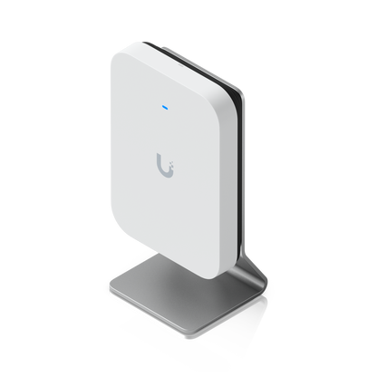 Ubiquiti UniFi U7 Pro XG Wall access point installed on the UACC-U7-Pro-XG-Wall-TS table stand