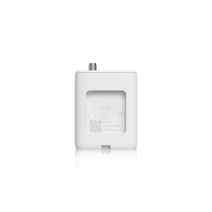 Rear view of the Ubiquiti UniFi UDB-IoT Device Bridge IoT showing recessed product label and antenna connector