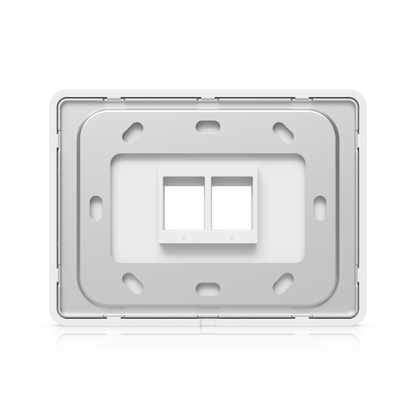 Rear view of Ubiquiti UACC-WP-Keystone horizontal wall plate showing mounting slots and two keystone ports
