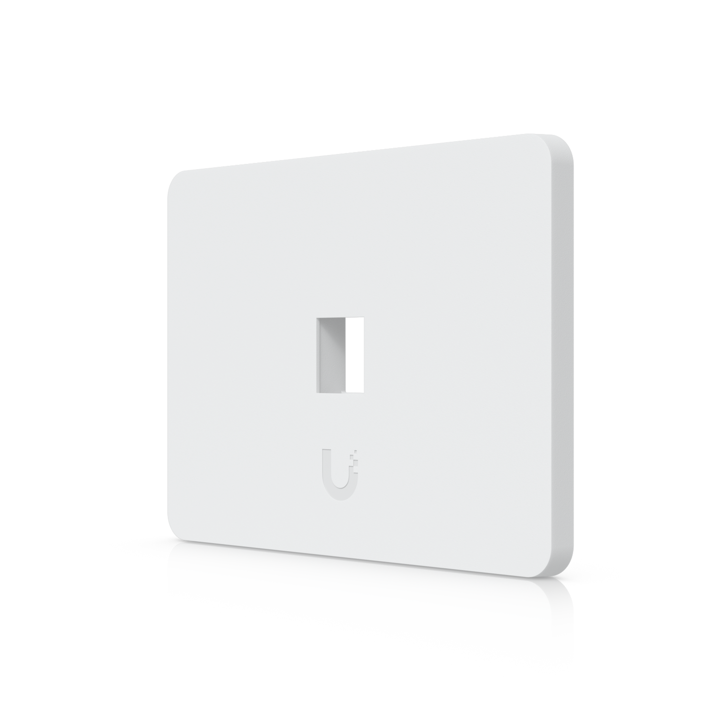 Angled front view of Ubiquiti UniFi UACC-WP-Keystone horizontal 1-port wall plate