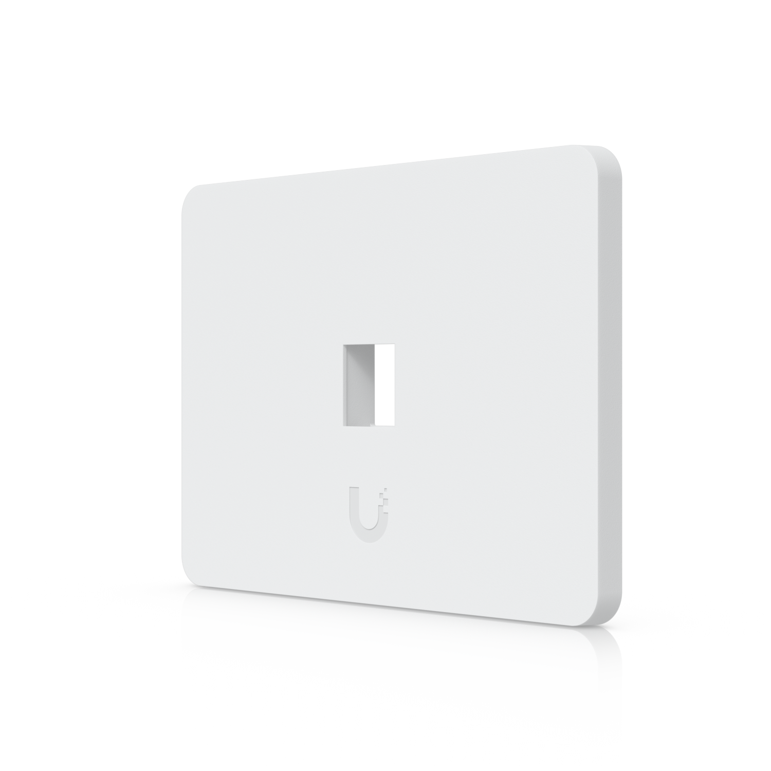 Angled front view of Ubiquiti UniFi UACC-WP-Keystone horizontal 1-port wall plate