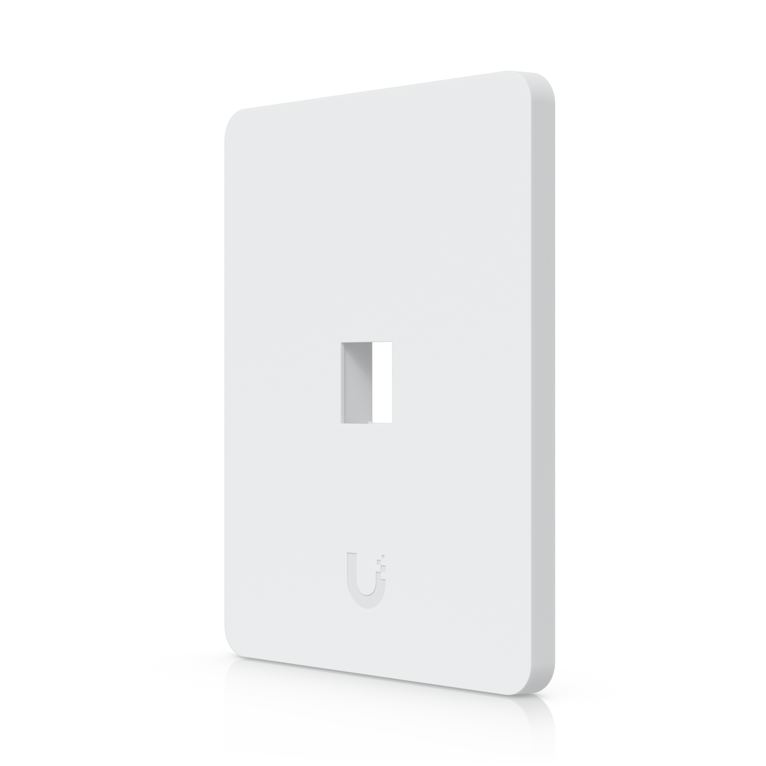 Angled front view of Ubiquiti UniFi vertical 1-port paintable keystone wall plate