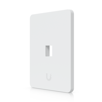 Angled front view of Ubiquiti UniFi vertical 1-port paintable keystone wall plate