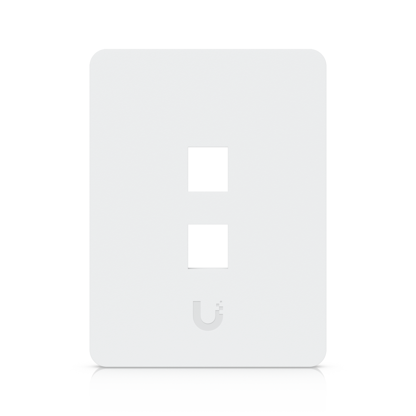 Ubiquiti UACC-WP-Keystone UniFi paintable vertical 2-port wall plate, front view with two empty keystone openings