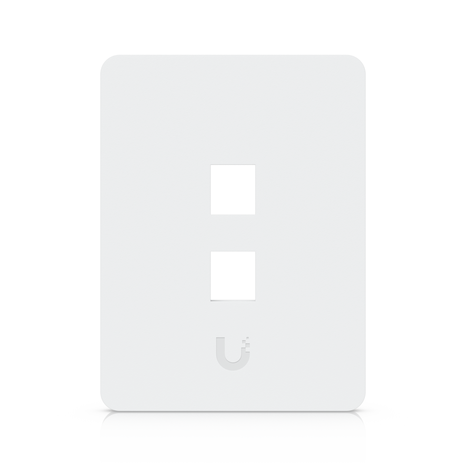 Ubiquiti UACC-WP-Keystone UniFi paintable vertical 2-port wall plate, front view with two empty keystone openings