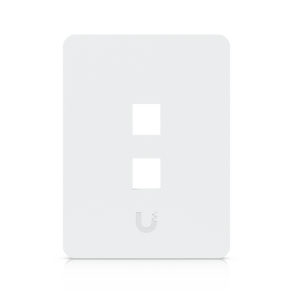 Ubiquiti UACC-WP-Keystone UniFi paintable vertical 2-port wall plate, front view with two empty keystone openings