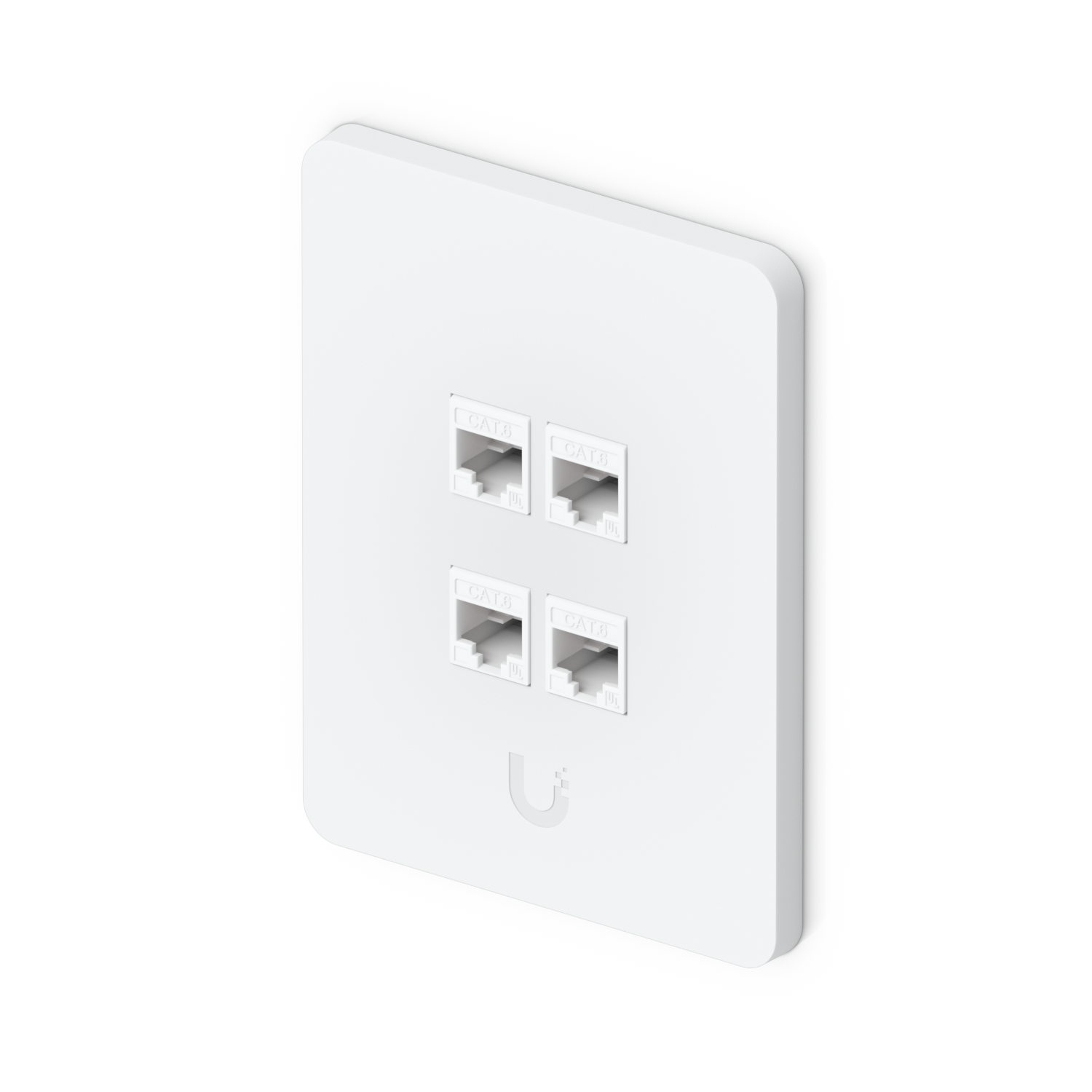 Ubiquiti UniFi vertical 4-port paintable wall plate fitted with four CAT6 keystone jacks