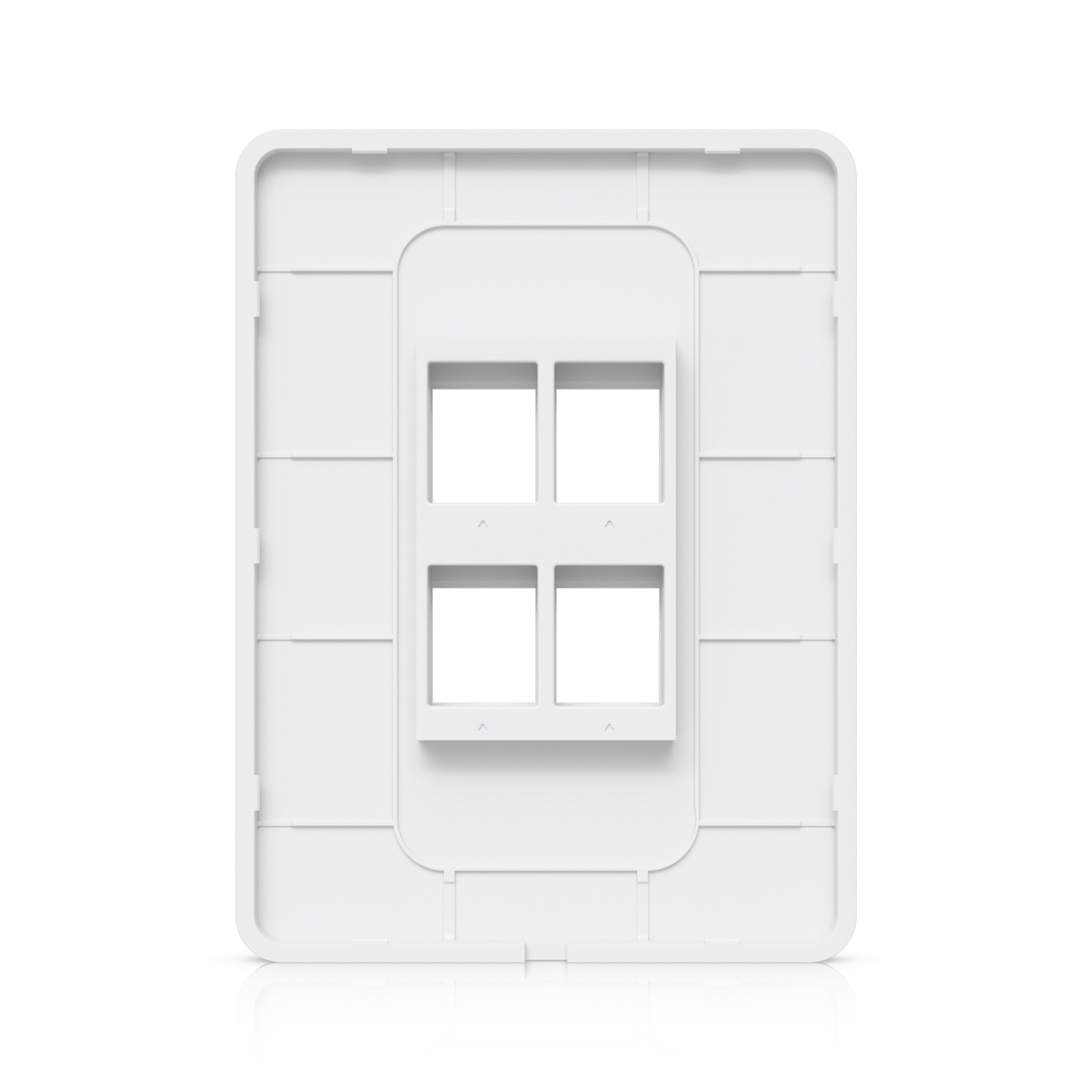 Rear interior view of the UACC-WP-Keystone vertical wall plate with four keystone openings