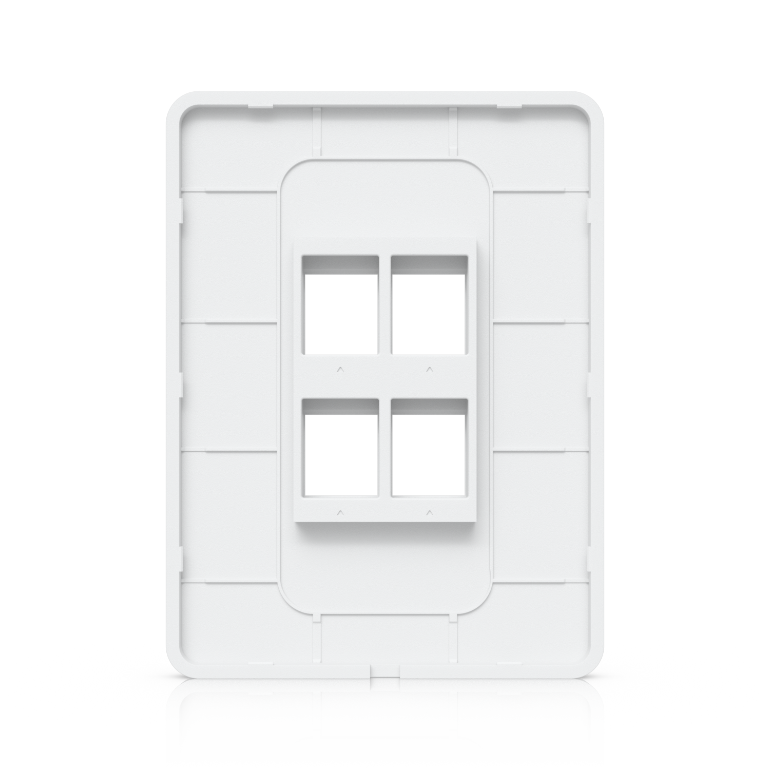 Rear interior view of the UACC-WP-Keystone vertical wall plate with four keystone openings