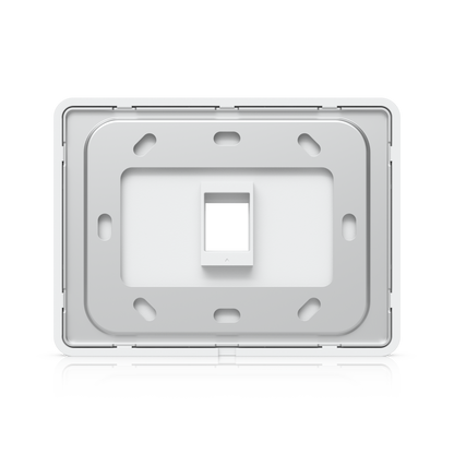 Rear view of UniFi UACC-WP-Keystone horizontal wall plate showing mounting slots and central 1-port opening