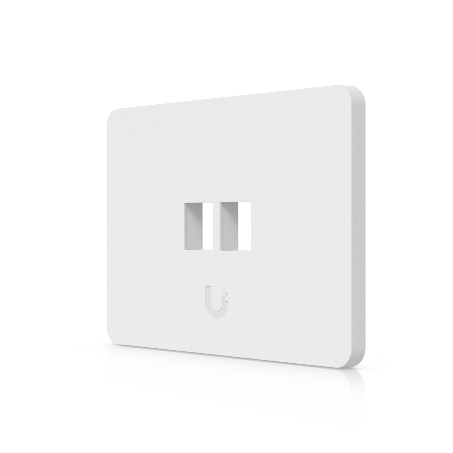 Angled front view of Ubiquiti UniFi UACC-WP-Keystone paintable 2-port horizontal wall plate