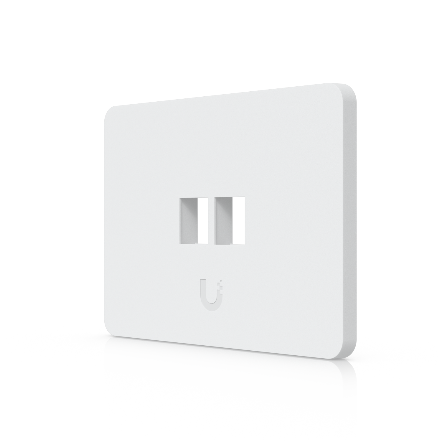 Angled front view of Ubiquiti UniFi UACC-WP-Keystone paintable 2-port horizontal wall plate