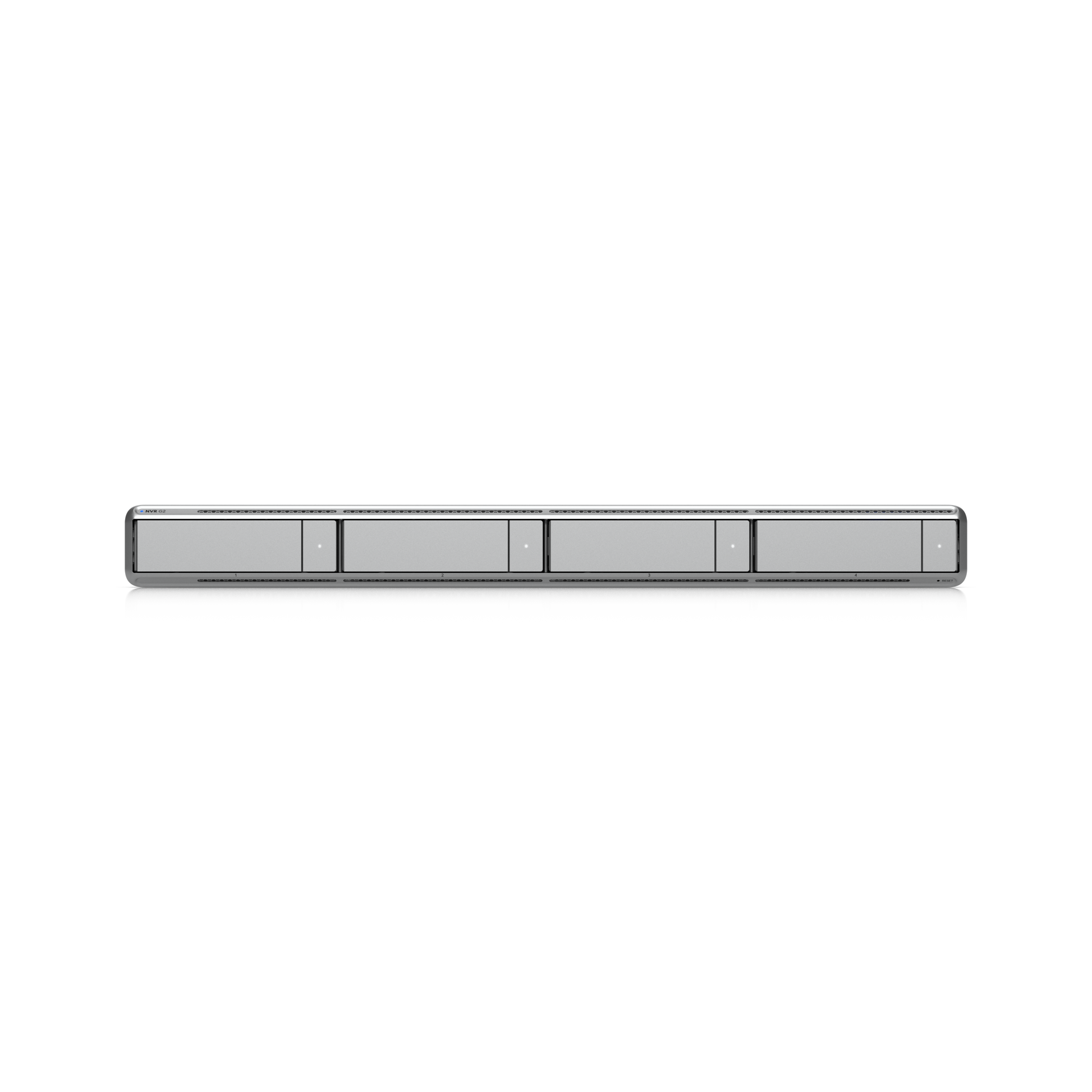 Front profile of the Ubiquiti UNVR-G2 UniFi Network Video Recorder G2 showing four numbered drive bays