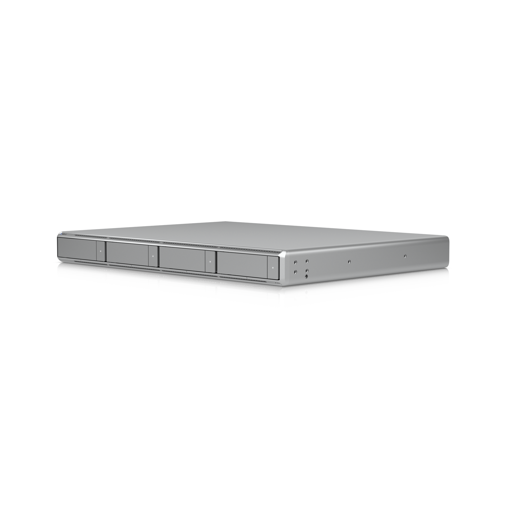 Ubiquiti UNVR-G2 Network Video Recorder front three-quarter view with four removable storage drive bays