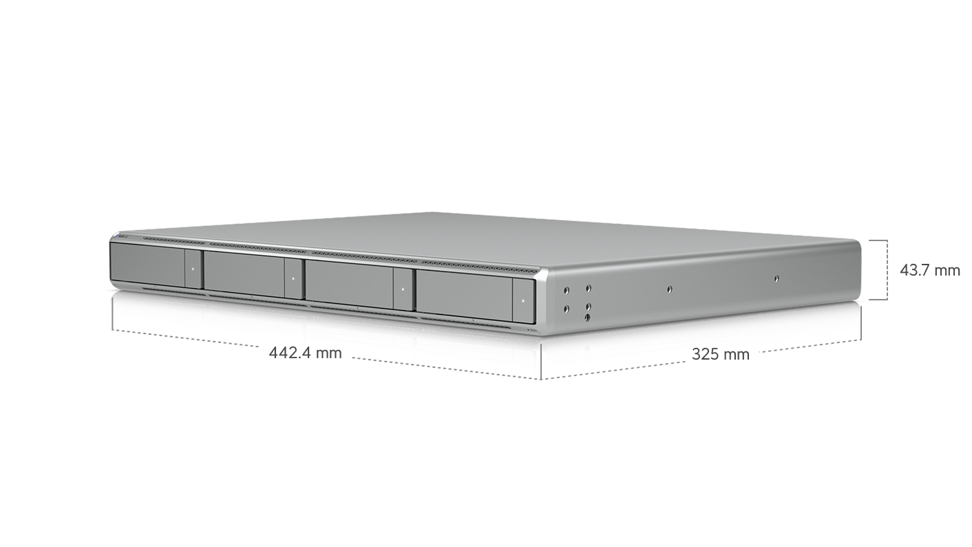 Ubiquiti UNVR-G2 UniFi Network Video Recorder G2 dimensions measuring 442.4mm wide x 325mm deep x 43.7mm high