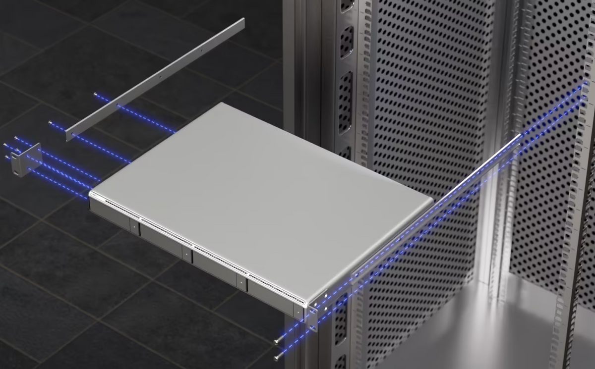 Ubiquiti UNVR-G2 UniFi Network Video Recorder G2 with rackmount rails and installation hardware alignment guides
