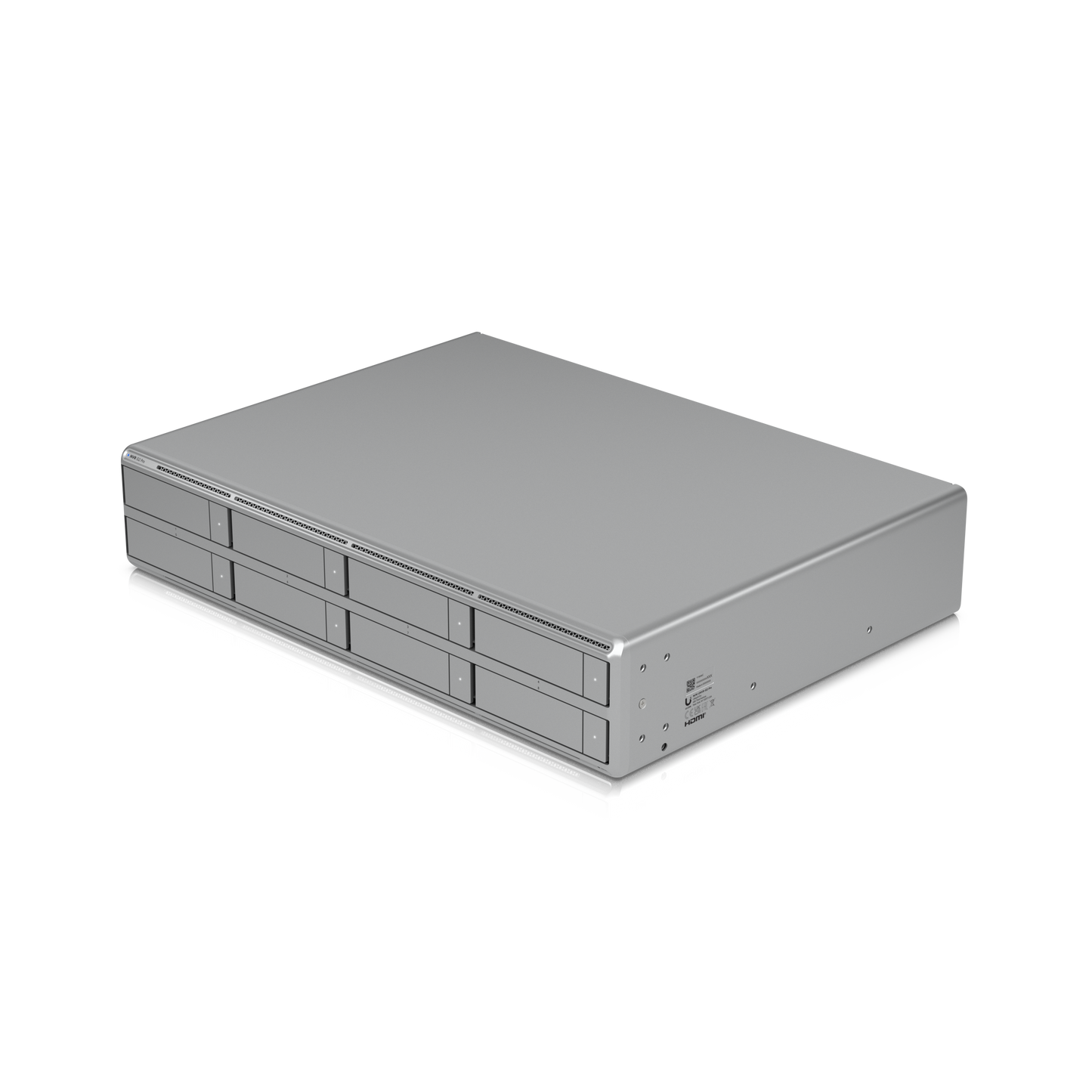Elevated front-right view of the Ubiquiti UniFi UNVR-G2-Pro network video recorder chassis
